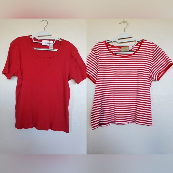 Liz Claiborne Two Short Sleeve Tee Shirts Bundle Women's Size Large - Picture 1 of 9